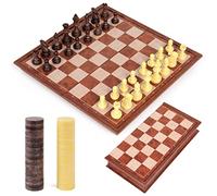 Peradix Jeu déchecs et Dames 2 en 1, Echiquier Magnétiques, Echec Pliable de Voyage, Echecs Chess Board Jeux Plateau et Les Morceaux pour Enfants et Adultes (25×25 CM)