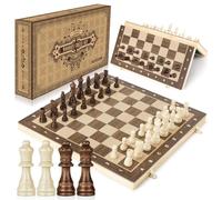 Peradix Jeu d'échecs Magnetique Bois,Jeux d Echec en Bois Pliable D'échiquier Voyage avec 2 Extra Dame -30cm,Echiquier Jouet Éducatif pour Enfants
