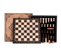 Peradix Magnétique Échiquier en Bois avec Couvercle Amovible, Jeu d'Échecs et de Dames 2-en-1 avec Pièces, Cadeau Traditionnel pour Adultes et Enfants