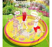 Peradix Tapis Enfant de Jet d'eau 170CM PVC Tapis de Pulvérisation D'éclaboussure d'eau Piscine de Jeux Natte et avec Jet Fontaine pour Enfant,Splash Sprinkle Play Pad Mat Garçons et Filles (Jaune)