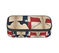 perangg Map02 Trousse à crayons grande capacité avec fermeture éclair pour bureau et université Motif drapeau de l'État du Texas