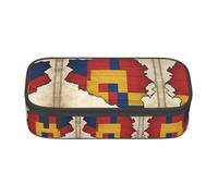 perangg Trousse à crayons avec motif carte du drapeau de la Roumanie avec lignes horizontales - Grande capacité - Organiseur de papeterie avec fermeture éclair pour bureau et collège