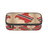 perangg Trousse à crayons de grande capacité avec fermeture éclair pour bureau et université Motif carte du drapeau de Trinité-et-Tobago