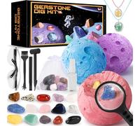 Perbabe Pierre Precieuse, Fabrication de Collier Cristaux et Pierres PréCieuses Stem Experiences Scientifiques Enfants pour 6+ Kits Excavation pour GarçOn et Fille Cadeau de Pâques