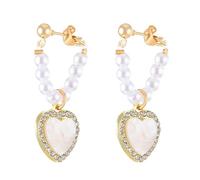 Perçant Cintreuse Boîte Nettoyeur Examen Bijoux Sweet Dainty Cute Pearl 925 Silver Needle Heart Dangle Drop Hook Earrings Delicate Jewelry Valentines Day Outil Fabricant Outil (Yellow, One Size)