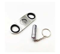 Perceuse À Cigares Et Ciseaux En Métal Tranchants, Outil De Poche For Fumer, Perforateur À Cigares, Porte-clés, Chaîne For Couper Les Cigares(CS-46-Silver-2pcs)