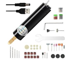 Perceuse à Main USB - 2,5 x 12,5 Cm 1 Mini Outil ABS En Cuivre, 73 Accessoires Bits Tampon De Roue Brosse À Disque | Ménage Perçage Coupe Polissage Gravure Artisanat Résine J