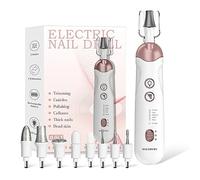 Perceuse à ongles électrique 4600 tr/min Outils de pédicure pour pieds avec bouclier anti-poussière, kit de meuleuse à ongles 8 en 1 pour ongles épais, lampe LED intégrée, kit de manucure pour femme,