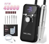 Perceuse à ongles électrique à grande vitesse 45000 tr/min, ponceuse à ongles professionnelle, perceuse à ongles électrique USB, kit d'ongles, outils de polissage de lime à ongles v6-xuancai