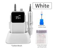 Perceuse à ongles électrique de bureau rectangulaire, 35000 tr/min, rechargeable, sans fil, for manucure blanche, lime, limage(Silver handle)