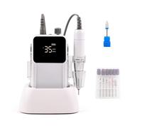 Perceuse à ongles électrique de bureau rectangulaire, 35000 tr/min, rechargeable, sans fil, for manucure blanche, lime, limage(White handle)