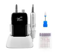 Perceuse à ongles électrique de bureau rectangulaire, 35000 tr/min, rechargeable, sans fil, for manucure blanche, lime, limage(Black)