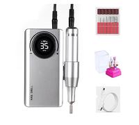 Perceuse à ongles électrique, Electric Nail Drill, 35000RPM With LCD Display, Rechargeable Gel Polish , Manicure Milling Machine For Training And Home Use , pour ongles, manucure(Silver-07)