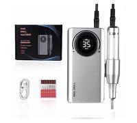 Perceuse à ongles électrique, Electric Nail Drill, 35000RPM With LCD Display, Rechargeable Gel Polish , Manicure Milling Machine For Training And Home Use , pour ongles, manucure(Silver)
