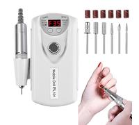 Perceuse à ongles électrique professionnelle rechargeable 35 000 tr/min, outils de broyage portable en gel acrylique avec 6 embouts et bandes de ponçage, outils de forme pour manucure, pédicure