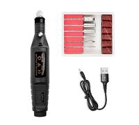 Perceuse à ongles portable USB for éplucher et polir les ongles, kit de perceuse à ongles à entrée de stylo de polissage des ongles(USB Black)