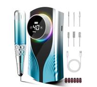 Perceuse à ongles professionnelle longue durée - 45 000 tr/min - Sans fil - Rechargeable - 3600 mAh - Avec plus de 12 heures d'utilisation, écran LED et 45 vitesses pour salon de coiffure à domicile