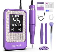 Perceuse à ongles professionnelle sans fil 45 000 tr/min, lime à ongles électrique Meremit avec décoration diamant, 12 forets, grand écran LCD, perceuse électrique rechargeable pour vernis à ongles en