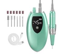 Perceuse à ongles sans fil avec lumière LED et écran, 6 en 1, 15000 tr/min, coupe-manucure, réparation des ongles, pédicure, fraise, polisseuse, ponceuse, vert