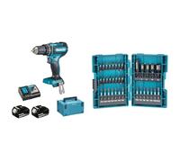 Perceuse à percussion 18V LXT (2x5.0 Ah) en MAKPAC - MAKITA DHP485RTJ & Coffret d'embouts de visage à percussion Makita IMPACT BLACK- 35 pièces - B-66880