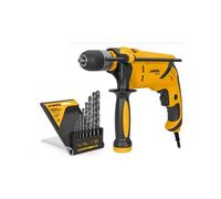 VITO - Perceuse à percussion 850W + Coffret de 8 Forets Acier- Mandrin 13mm Auto-serrant Bois, Béton, Métal