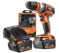 Perceuse-visseuse à percussion 18V, 60 Nm, 2 batt. Pro lithium 4,0 Ah, chargeur, mandrin amovible 13 mm, en coffret