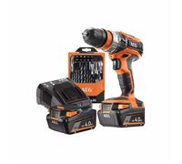 Perceuse-visseuse à percussion 18V, 60 Nm, 2 batt. Pro lithium 4,0 Ah, chargeur, mandrin amovible 13 mm, en coffret