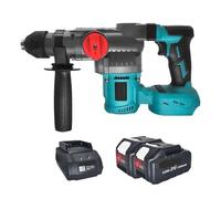 Perceuse À Percussion Électrique Sans Balais 26 Mm Marteau Rotatif 2 Modes Outils Électriques Fil Multifonctions Compatible Avec Batterie 18 V Robuste Et Facile à Utiliser(2PCS 4.0Ah Battery)