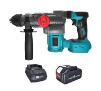 Perceuse À Percussion Électrique Sans Balais De 26 Mm, Marteau Rotatif 2 Modes, Outils Électriques Fil Multifonctionnels, Compatible Avec Batterie 18 V Robuste Et Facile à Utiliser(1PC 4.0Ah Battery)