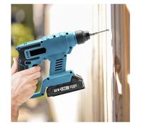 Perceuse à percussion électrique sans fil rechargeable 21 V, perceuse à percussion, vis extensible, perçage de béton, mur(2 Batteries 1 Charge)