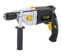 Fartools Perceuse à percussion 1200W, mandrin autoserrant métal Ø13mm, 2 vitesses variables 0-1200&0-3200tr/min, poignée auxiliaire, mallette