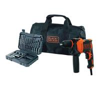 BLACK+DECKER Marteau perforateur filaire 710W, haute performance pour maçonnerie, métal et bois, vitesse variable pour précision, 32 accessoires avec pochette souple, BEH710SA32-QS