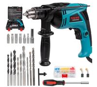 Perceuse à percussion filaire TEENO, 710 W, 230 V, 0-2800 tr/min, vitesse réglable en continu, avec bouton rotatif, diamètre de perçage : bois 25 mm, métal 13 mm, bleu