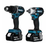 Makita Pack perceuse percussion + visseuse à chocs Brushless 18V - 3x5Ah Li-Ion, chargeur & coffret