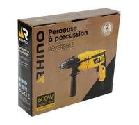Perceuse à percussion - RHINO - 600 W - Mandrin à clé - Filaire - 2 vitesses