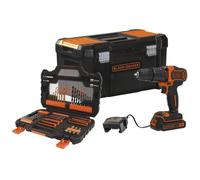 Perceuse à percussion sans fil - 18 v - 1,5 Ah - 2 Vitesses - 104 accessoires - Livrée en boite à outil (BDCHD18S1KA-QW)