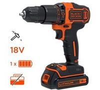 Perceuse à percussion sans fil, 2 vitesses 18V - BLACK+DECKER - avec 1 batterie 18V 1.5Ah - chargeur - BDCHD18-QW G