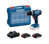 Bosch Professional 18V System perceuse-visseuse à percussion sans-fil GSB 18V-25 (Ø vis max. 10 mm, avec 2 batteries GBA 2,0 Ah, GAL 18V-20, set d'acc. 63 pièces, L-Case Pick & Click)