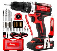 Perceuse à percussion sans fil Delphi 20V + 2 batteries + chargeur Contrôle de couple et vitesse variable batterie 1,5 Ah Fréquence d'impact 6800/27200 coups/min