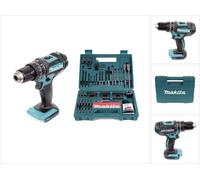 Perceuse à percussion sans fil Makita DHP 482 Z 18 V 62 Nm Solo + jeu d'embouts et de forets Makita 100 pièces