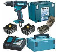 Perceuse À Percussion Sans Fil Makita DHP482FJX4 18 Volt 2x3Ah + Ensemble