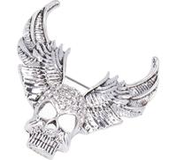 Perceuse Broche Crâne Cristaux étincelants Personnalité de la mode Accessoires pour manteau de costume Argent