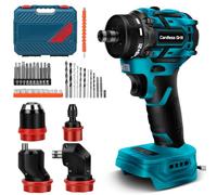 Perceuse Compatible Avec Makita 18V 4 Embouts | Avec Tige Extension, Mandrin 3 Mors, Tête Angulaire 90° Et Déportée, Pour Espaces Étroits