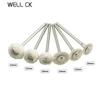 Perceuse de polissage de laboratoire dentaire, brosse Weel 10mm 12mm 14mm coton matériaux de laboratoire outils rotatifs basse vitesse 2.35mm tige HP coton 12mm