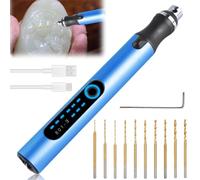 Perceuse électrique à main 10 forets - 3 vitesses - Mini stylo de perçage rechargeable - Kit de gravure - Bijoux - Résine plastique - Bois - Circuit imprimé