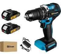 Perceuse électrique, couple de 65 Nm, mandrin de 13 mm, moteur sans balais, 2 batteries