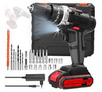 Perceuse électrique HUIOP Perceuse électrique multifonctionnelle 3 en 1 pour la maison Tournevis au lithium à main Perceuse à percussion 21 V Moteur brossé Contrôle de 2 vitesses Régulation de vitesse