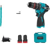 Perceuse électrique, moteur sans balais, design sans fil, 2 batteries, prise UE