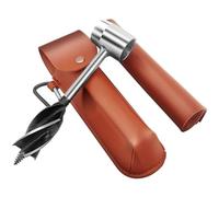 Perceuse électrique noire + étui en cuir PU marron perceuse électrique à main pour le travail du bois perceuse de survie extérieure multifonctionnelle adaptée à la salle des outils de travail du bois