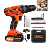Perceuse Électrique Sans Fil 21V - Visseuse Devisseuse 45Nm, 25+1 Positions Couple, Compacte et Légère, 1.5Ah Batterie, Chargeur, 29 Pièces, Parfaite pour Bricoleurs,Orange
